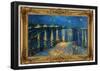 Starry Night Over the Rhone Poster with Gilded Faux Frame Border-null-Framed Poster