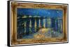 Starry Night Over the Rhone Poster with Gilded Faux Frame Border-null-Framed Stretched Canvas