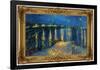 Starry Night Over the Rhone Poster with Gilded Faux Frame Border-null-Framed Poster