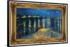 Starry Night Over the Rhone Poster with Gilded Faux Frame Border-null-Framed Poster