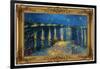 Starry Night Over the Rhone Poster with Gilded Faux Frame Border-null-Framed Poster