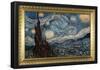 Starry Night Poster with Gilded Faux Frame Border-null-Framed Poster