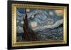 Starry Night Poster with Gilded Faux Frame Border-null-Framed Poster