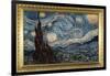 Starry Night Poster with Gilded Faux Frame Border-null-Framed Poster