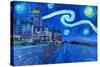 Starry Night Quebec Chateau Frontenac Van Gogh-Martina Bleichner-Stretched Canvas