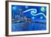 Starry Night Quebec Chateau Frontenac Van Gogh-Martina Bleichner-Framed Art Print