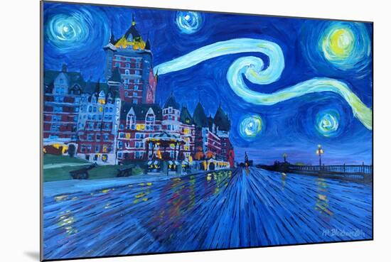 Starry Night Quebec Chateau Frontenac Van Gogh-Martina Bleichner-Mounted Art Print