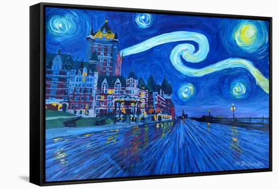 Starry Night Quebec Chateau Frontenac Van Gogh-Martina Bleichner-Framed Stretched Canvas