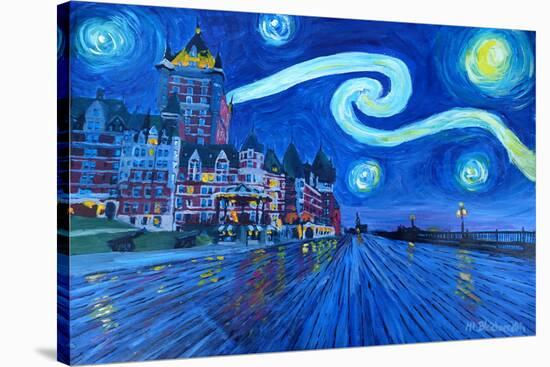 Starry Night Quebec Chateau Frontenac Van Gogh-Martina Bleichner-Stretched Canvas