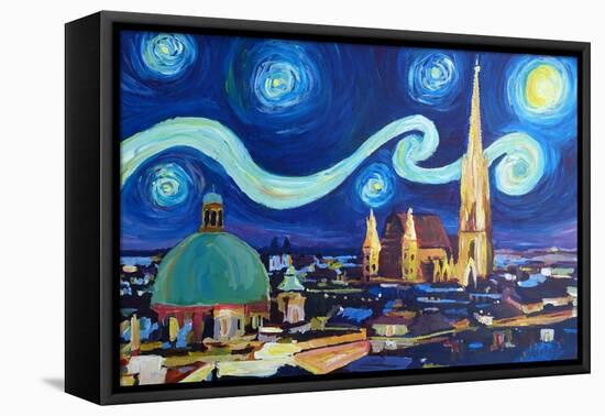 Starry Night Vienna Austria St Stephan Cathedral-Markus Bleichner-Framed Stretched Canvas