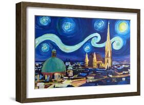 Starry Night Vienna Austria St Stephan Cathedral-Markus Bleichner-Framed Art Print
