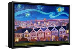 Starry Night with Painted Ladies San Francisco-Markus Bleichner-Framed Stretched Canvas