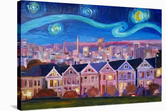 Starry Night with Painted Ladies San Francisco-Markus Bleichner-Stretched Canvas