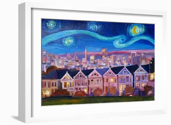 Starry Night with Painted Ladies San Francisco-Markus Bleichner-Framed Art Print