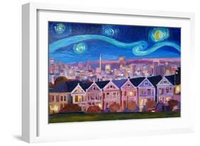 Starry Night with Painted Ladies San Francisco-Markus Bleichner-Framed Art Print