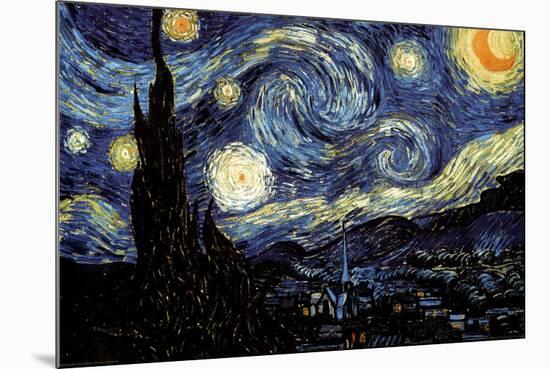 Starry Night-Vincent van Gogh-Mounted Poster