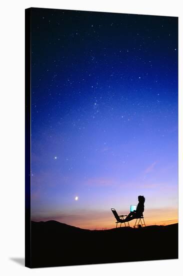 Starry Sky And Stargazer-David Nunuk-Stretched Canvas