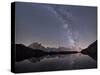 Starry Sky over Mont Blanc Range Seen from Lac Des Cheserys, Haute Savoie. French Alps, France-Roberto Moiola-Stretched Canvas
