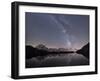 Starry Sky over Mont Blanc Range Seen from Lac Des Cheserys, Haute Savoie. French Alps, France-Roberto Moiola-Framed Photographic Print