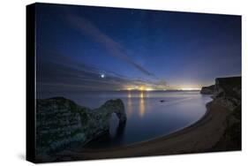 Stars and Milky Way over Durdle Door and the Jurassic Coast-David Noton-Stretched Canvas