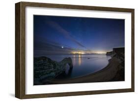 Stars and Milky Way over Durdle Door and the Jurassic Coast-David Noton-Framed Photographic Print