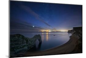 Stars and Milky Way over Durdle Door and the Jurassic Coast-David Noton-Mounted Photographic Print