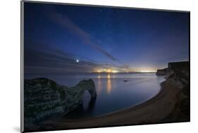 Stars and Milky Way over Durdle Door and the Jurassic Coast-David Noton-Mounted Photographic Print