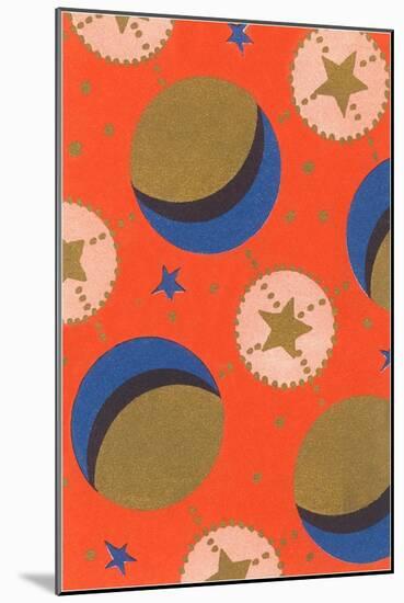Stars and Moon, Abstract Pattern-Found Image Press-Mounted Giclee Print
