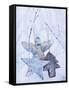 Stars and Silver Angel on Snowy Branch-null-Framed Stretched Canvas
