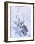 Stars and Silver Angel on Snowy Branch-null-Framed Photographic Print