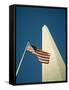 Stars and Stripes American Flag and Washington Monument, Washington D.C., USA-Geoff Renner-Framed Stretched Canvas