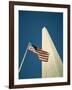 Stars and Stripes American Flag and Washington Monument, Washington D.C., USA-Geoff Renner-Framed Photographic Print