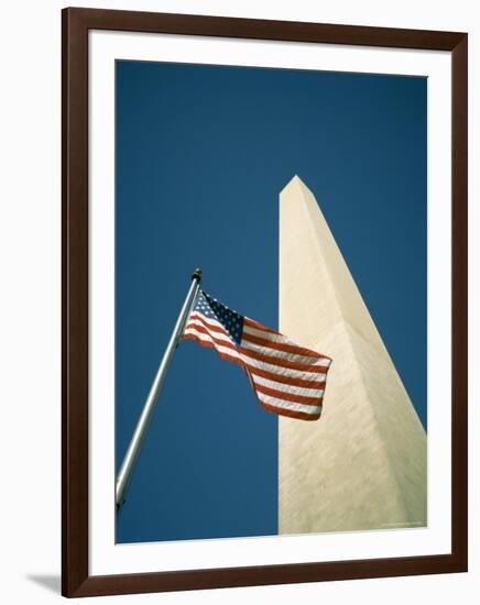 Stars and Stripes American Flag and Washington Monument, Washington D.C., USA-Geoff Renner-Framed Photographic Print