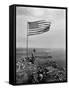 Stars and Stripes Wave over the Summit of Mt. Suribachi on Iwo Jima-null-Framed Stretched Canvas