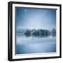 Stars at Night over Frozen Lake, Shercock, Ireland-Mariuskasteckas-Framed Photographic Print