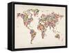 Stars Map of the World Map-Michael Tompsett-Framed Stretched Canvas