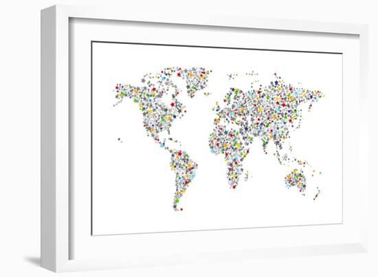 Stars Map of the World Map-Michael Tompsett-Framed Art Print