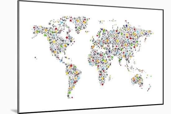 Stars Map of the World Map-Michael Tompsett-Mounted Art Print