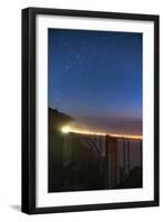 Stars over Big Sur's Bixby Creek Bridge near Monterey, California at night along the coast-David Chang-Framed Photographic Print