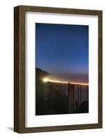 Stars over Big Sur's Bixby Creek Bridge near Monterey, California at night along the coast-David Chang-Framed Photographic Print