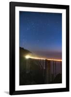 Stars over Big Sur's Bixby Creek Bridge near Monterey, California at night along the coast-David Chang-Framed Photographic Print