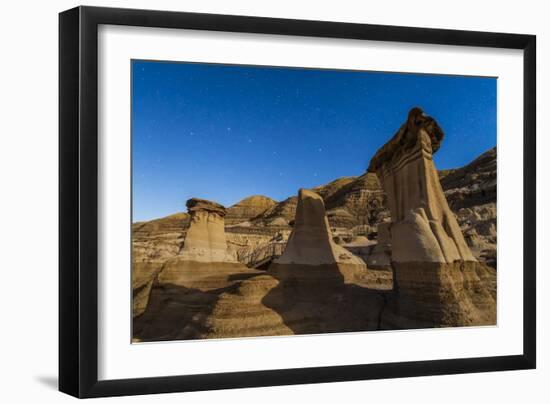 Stars over the Hoodoos in the Red Deer River Valley, Alberta, Canada-null-Framed Photographic Print