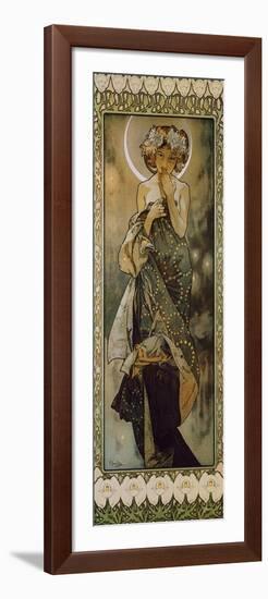 Stars: the Moon, 1902. (Version B)-Alphonse Mucha-Framed Premium Giclee Print