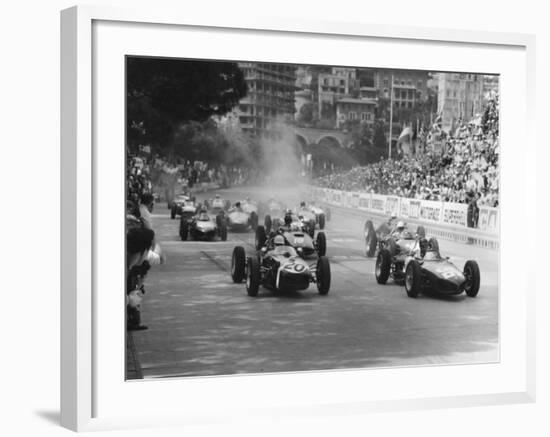 Start of 1961 Monaco Grand Prix, Stirling Moss in Car 20, Lotus 18 Who Won the Race-null-Framed Photographic Print