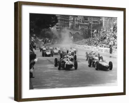 Start of 1961 Monaco Grand Prix, Stirling Moss in Car 20, Lotus 18 Who Won the Race-null-Framed Photographic Print