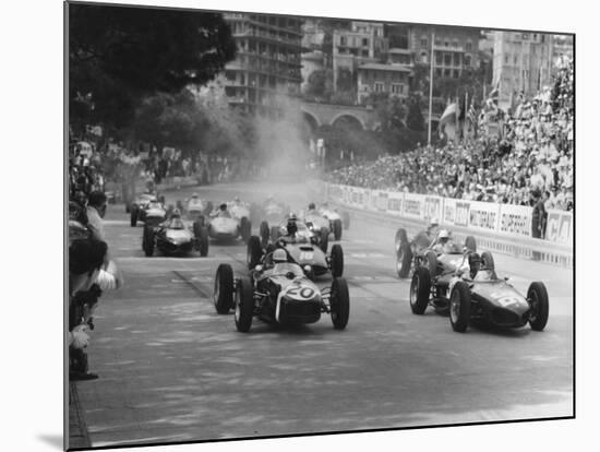 Start of 1961 Monaco Grand Prix, Stirling Moss in Car 20, Lotus 18 Who Won the Race-null-Mounted Photographic Print