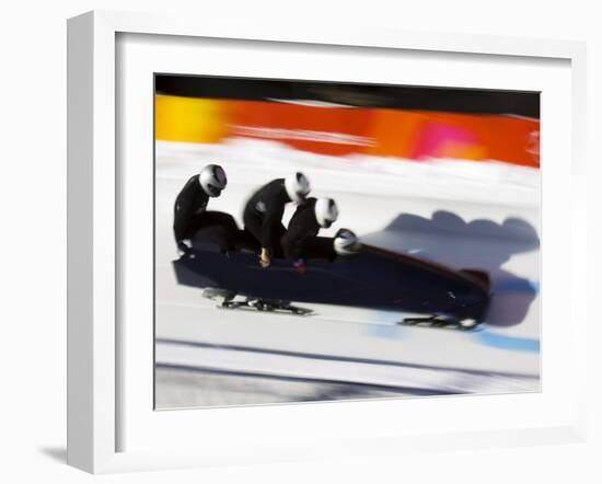 Start of a 4-Man Bobsled Team in Action, Torino, Italy-Chris Trotman-Framed Photographic Print