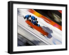 Start of a 4-Man Bobsled Team in Action, Torino, Italy-Chris Trotman-Framed Photographic Print