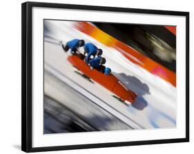 Start of a 4-Man Bobsled Team in Action, Torino, Italy-Chris Trotman-Framed Photographic Print