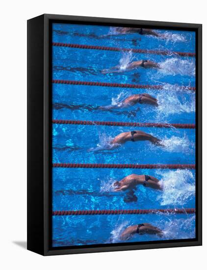 Start of a Men's Backstroke Swimming Race-Steven Sutton-Framed Stretched Canvas